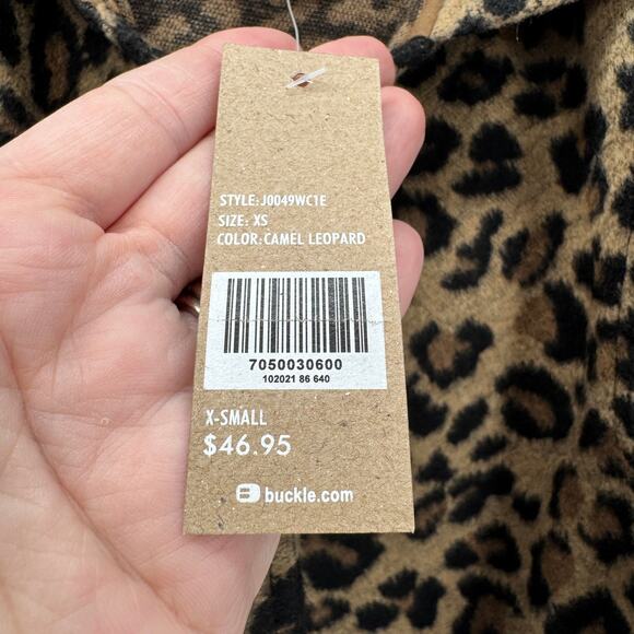 BKE Leopard Vest Womens XS Hooded Jacket Fringe Detail Single Button COMFY NEW - Picture 5 of 11